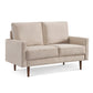 57" Beige And Dark Brown Velvet Loveseat