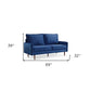 69" Blue Velvet Sofa With Dark Brown Legs