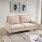 69" Beige Velvet Sofa With Dark Brown Legs