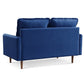 57" Blue And Dark Brown Velvet Loveseat