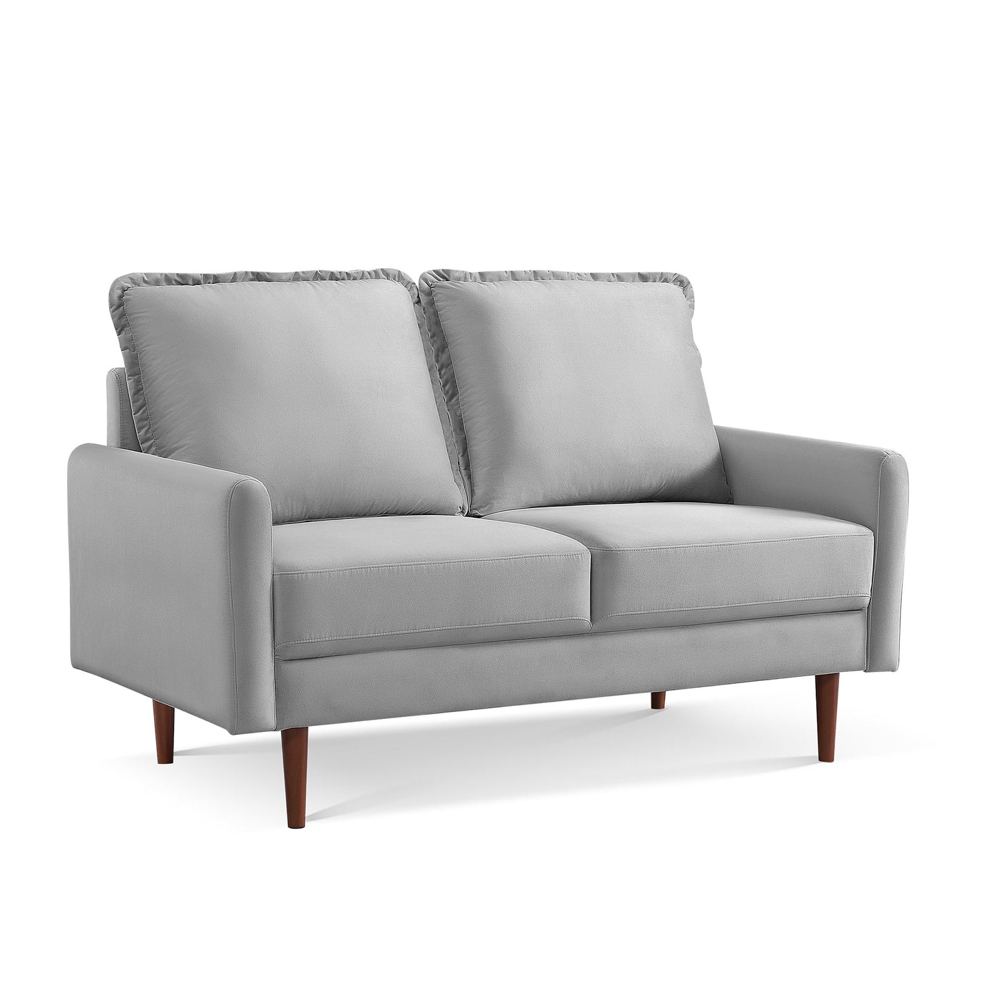 57" Gray And Dark Brown Velvet Loveseat