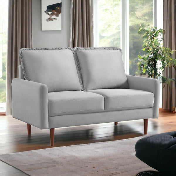 57 Gray And Dark Brown Velvet Loveseat