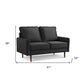 57" Black And Dark Brown Velvet Loveseat