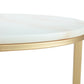 Set of Two White And Gold Genuine Marble And Iron Round Nested Coffee Tables