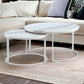 Set of Two White And Gold Genuine Marble And Iron Round Nested Coffee Tables