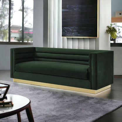 84" Navy Blue Velvet Sofa With Legs