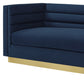 84" Navy Blue Velvet Sofa With Legs