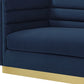 84" Navy Blue Velvet Sofa With Legs