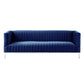 85" Navy Blue Velvet Sofa With Silver Legs