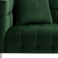 88" Hunter Green Velvet Sofa And Toss Pillows With Clear Legs