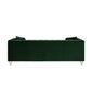 88" Hunter Green Velvet Sofa And Toss Pillows With Clear Legs