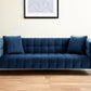 88" Hunter Green Velvet Sofa And Toss Pillows With Clear Legs