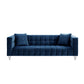 88" Hunter Green Velvet Sofa And Toss Pillows With Clear Legs