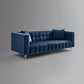 88" Hunter Green Velvet Sofa And Toss Pillows With Clear Legs