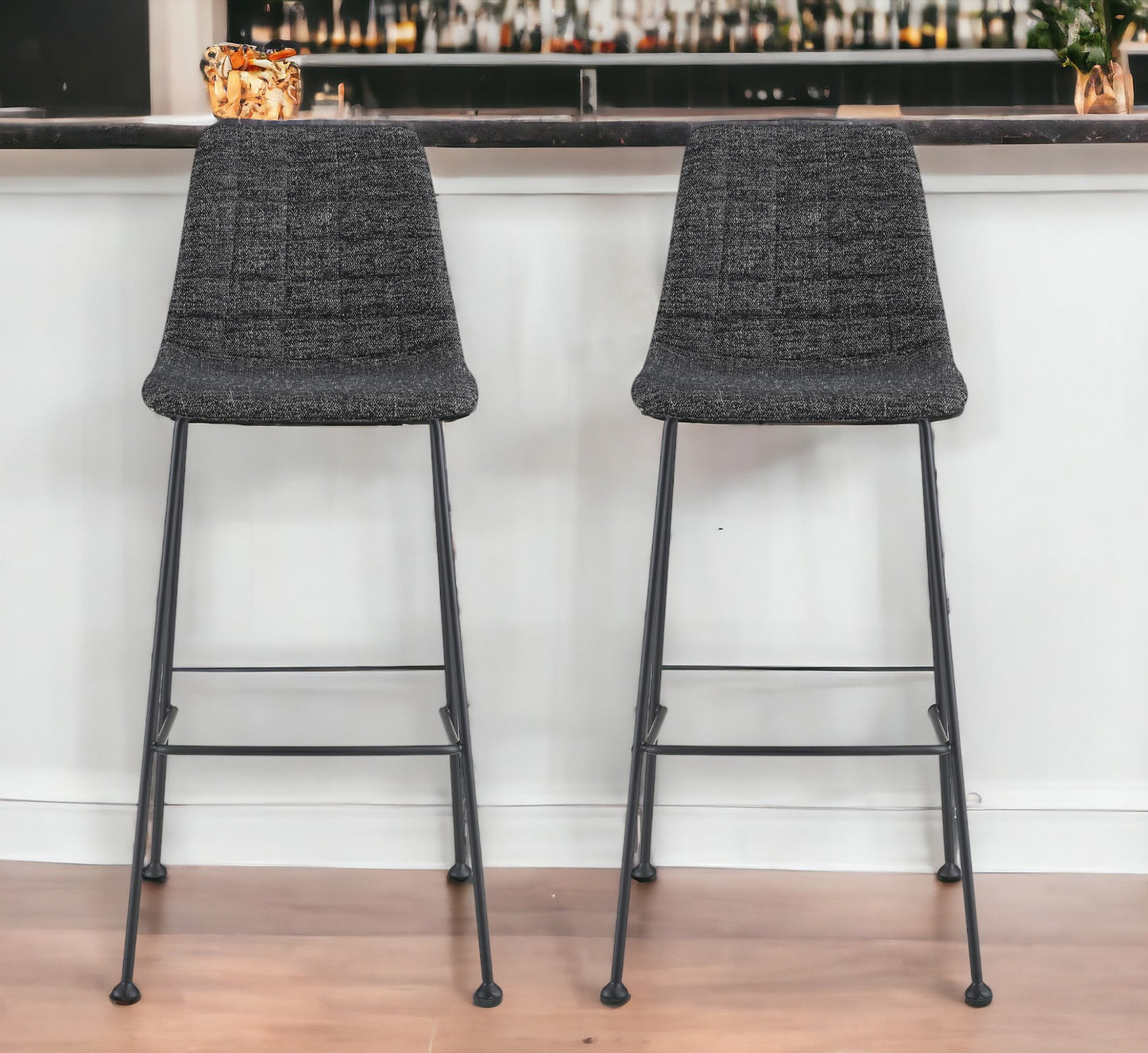 Set of Two 30" Steel Low Back Bar Height Bar Chairs