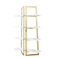 69" White Stainless Steel Four Tier Etagere Bookcase