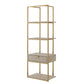 68" Gray Stainless Steel Four Tier Etagere Bookcase with a drawer