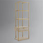 68" Gray Stainless Steel Four Tier Etagere Bookcase with a drawer