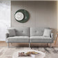 85" Light Gray Polyester Blend Convertible Futon Sleeper Sofa And Toss Pillows With Silver Legs