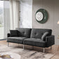 85" Dark Gray Polyester Blend Convertible Futon Sleeper Sofa And Toss Pillows With Silver Legs