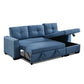 92" Blue Polyester Blend Convertible Futon Sleeper Sofa With Black Legs