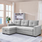 92" Light Gray Polyester Blend Convertible Futon Sleeper Sofa With Black Legs