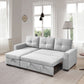 92" Light Gray Polyester Blend Convertible Futon Sleeper Sofa With Black Legs