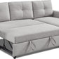 92" Light Gray Polyester Blend Convertible Futon Sleeper Sofa With Black Legs