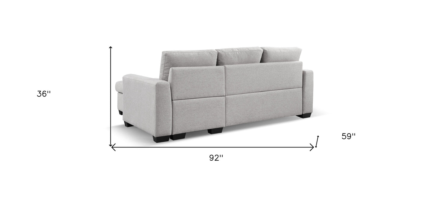 92" Light Gray Polyester Blend Convertible Futon Sleeper Sofa With Black Legs