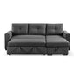 92" Dark Gray Polyester Blend Convertible Futon Sleeper Sofa With Black Legs