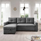 92" Dark Gray Polyester Blend Convertible Futon Sleeper Sofa With Black Legs