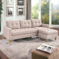 87" Beige Polyester Blend Sofa With Ottoman With Natural Legs