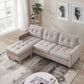 87" Beige Polyester Blend Sofa With Ottoman With Natural Legs