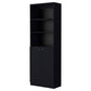 71" Black Five Tier Bookcase with Two doors