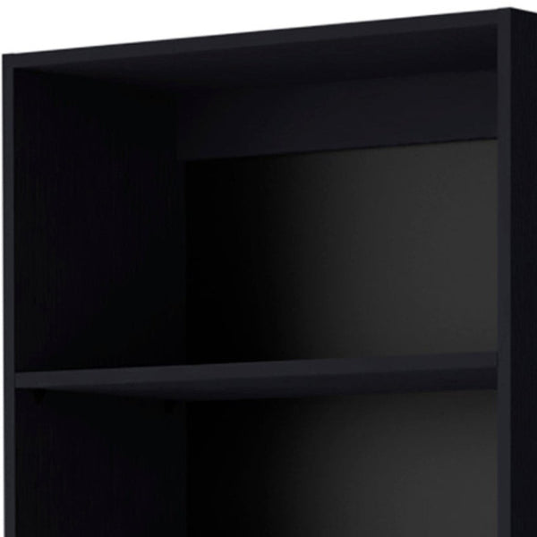 71 Black Five Tier Bookcase with Two doors