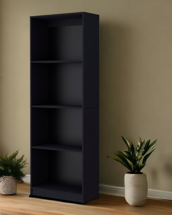 Set of Two 71 Black Bookcase With Two Doors