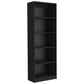 71" Black Five Tier Bookcase