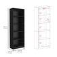 71" Black Five Tier Bookcase