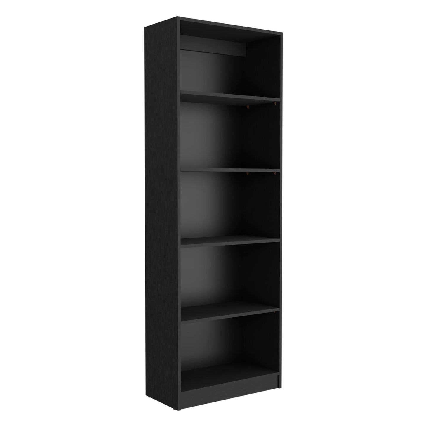 Set of Two 71" Black Five Tier Bookcase With Two Doors