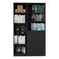 71" Black Five Tier Bookcase with Two doors