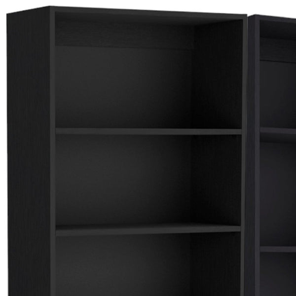 71 Black Five Tier Bookcase with Two doors