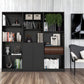 71" Black Five Tier Bookcase with Two doors