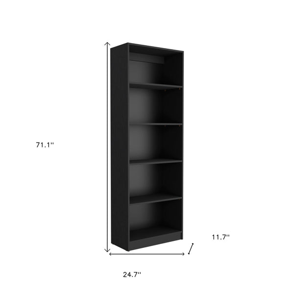 71 Black Five Tier Bookcase with Two doors