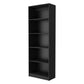 71" Black Five Tier Bookcase with Two doors