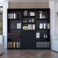 71" Black Five Tier Bookcase with Two doors