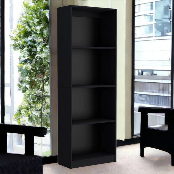 71 Black Five Tier Bookcase with Two doors