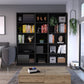 71" Black Five Tier Bookcase