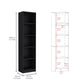 71" Black Five Tier Bookcase