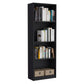 71" Black Five Tier Bookcase with Four doors