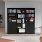 71" Black Five Tier Bookcase with Four Doors